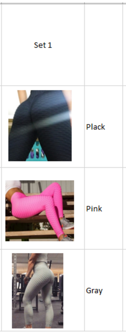 Set of 3 - Leggings Ruched Butt Shapewear Tights Yoga Pants