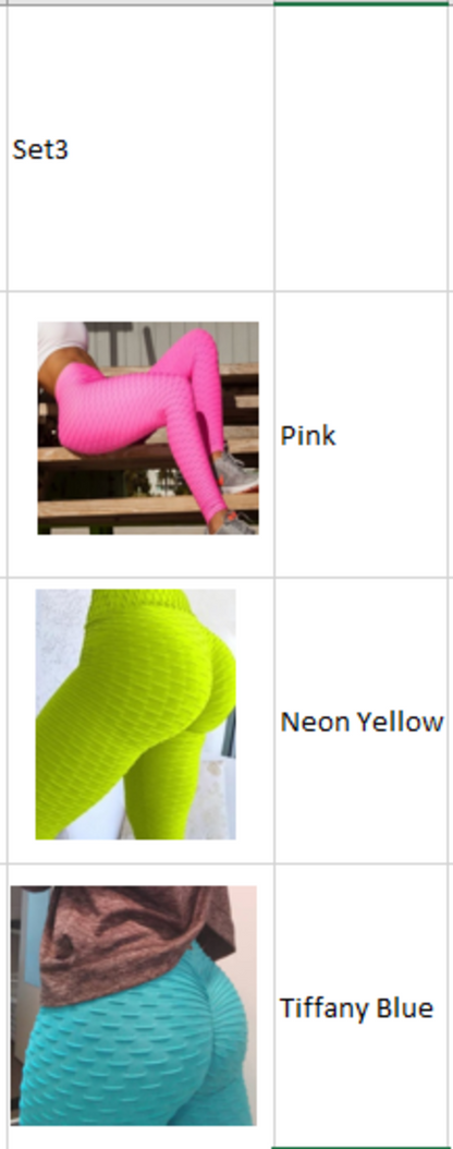 Set of 3 - Leggings Ruched Butt Shapewear Tights Yoga Pants