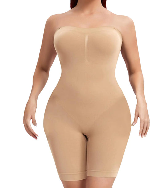 Sliot Strapless Shapewear for Women Tummy Control Shapewear Strapless Bodysuit Tube Top Shapewear Strapless Shapewear Bra (Beige XX-Large)