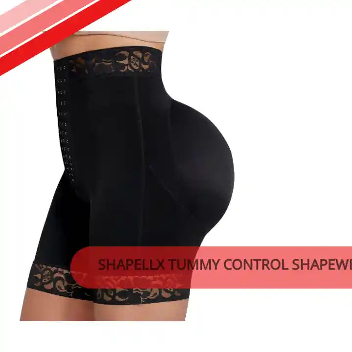 SHAPELLX Tummy Control Shapewear Shorts Body Shaper Plus Size Shapewear Butt Lifting Panties(Black3X-Large) by@Outfy