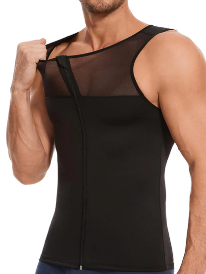 Compression Vest Men Shapewear Tummy Control Fajas Slimming Body Shaper Tank Sleeveless Compression Shirt with Zipper